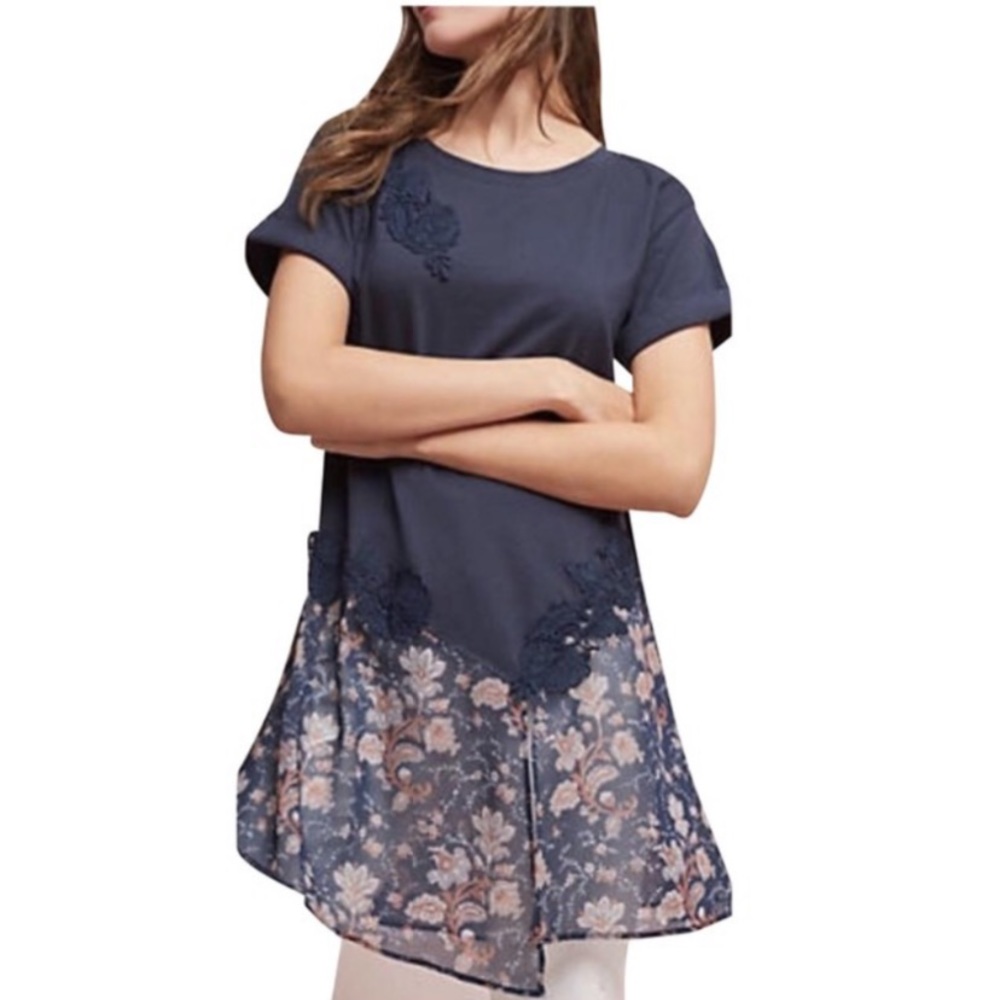 Anthropologie Blue Akemi + Kin Floral Blouse
